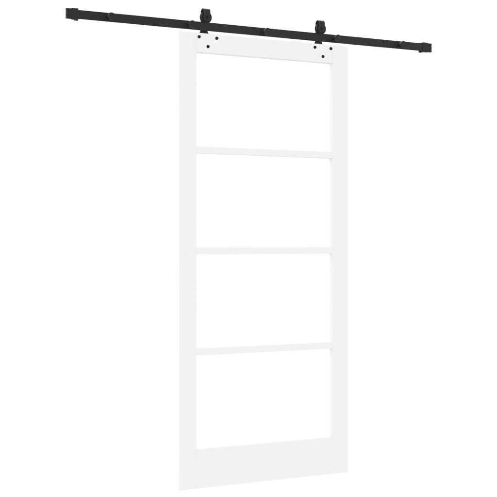Porte Scorrevoli  con Set Hardware 'ORKDAL'Bianco in Legno Massello e Vetro