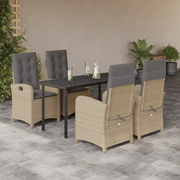 Set Pranzo da Giardino 5 pz con Cuscini Beige Misto Polyrattan 3212403