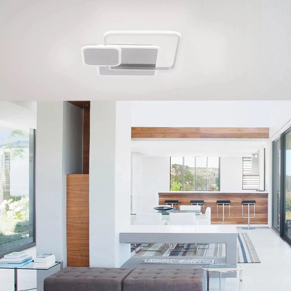 Trade Shop - Plafoniera A 3 Quadrati A Led A Tripla Colorazione Di Luce 48 W Ultra Moderno C31-3c -