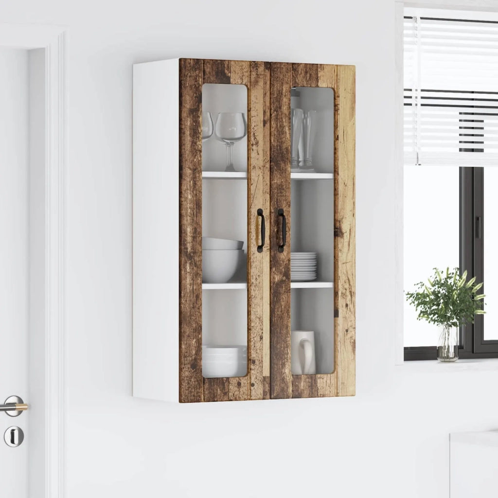 Mobile in vetro da parete LUCCA Legno antico 60 x 31 x 100 cm