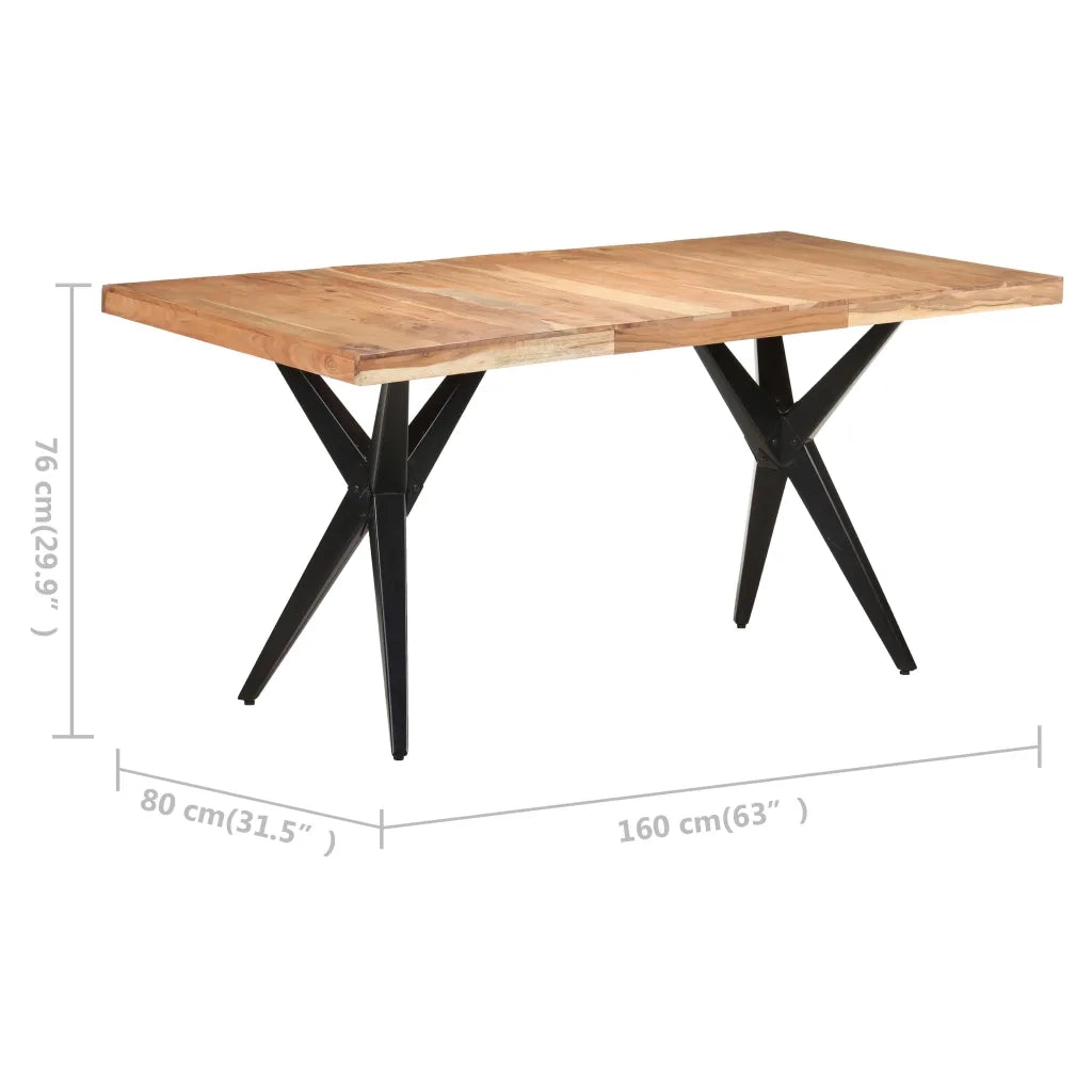 Tavolo da Pranzo 160x80x76 cm in Legno Massello di Acacia cod mxl 58858