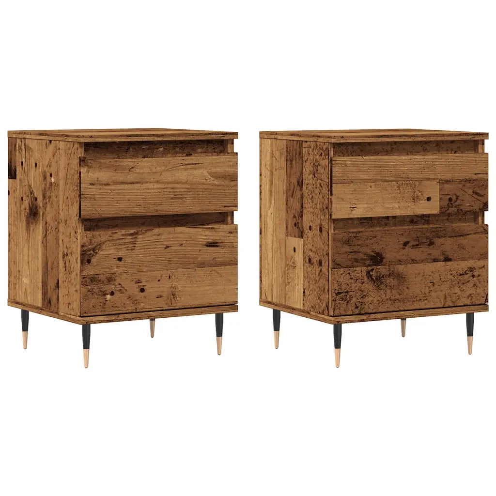 Comodini 2pz-Set di 2 Tavolino da notte Legno Antico 40x35x50 cm in Legno Multistrato 393331