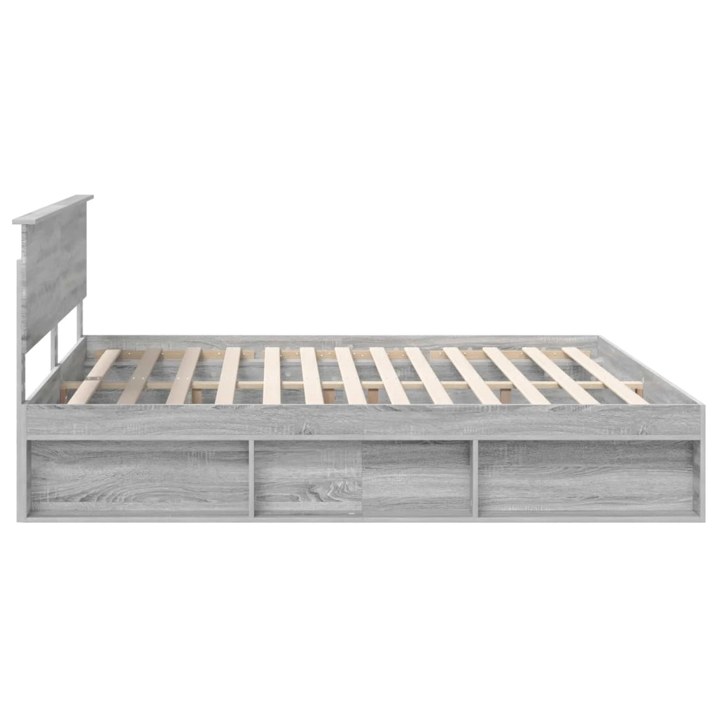 Struttura del letto-Giroletto Grigio Sonoma 200 x 200 cm Pino massello 913567