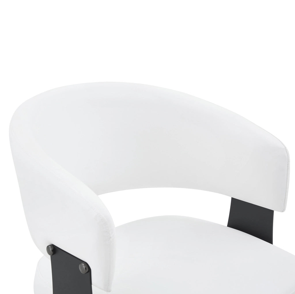 Sedia da pranzo 96x59.5x40 cm con schienale ergonomico in PU bianco e nero