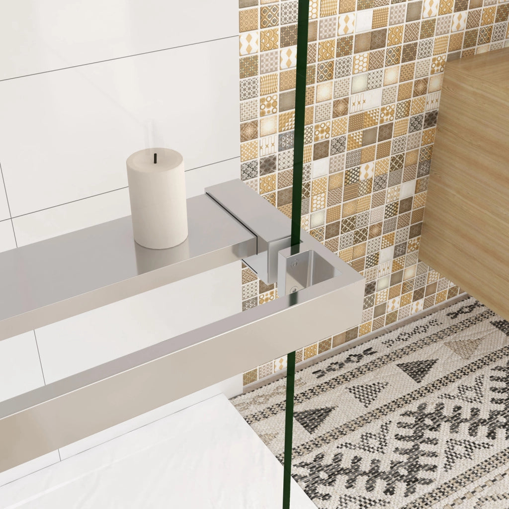 Box Doccia Walk In 100x190 cm Vetro 8 mm Anticalcare Trasparente Barra Stabilizzatrice da 90 cm Mensola Doccia 100 cm