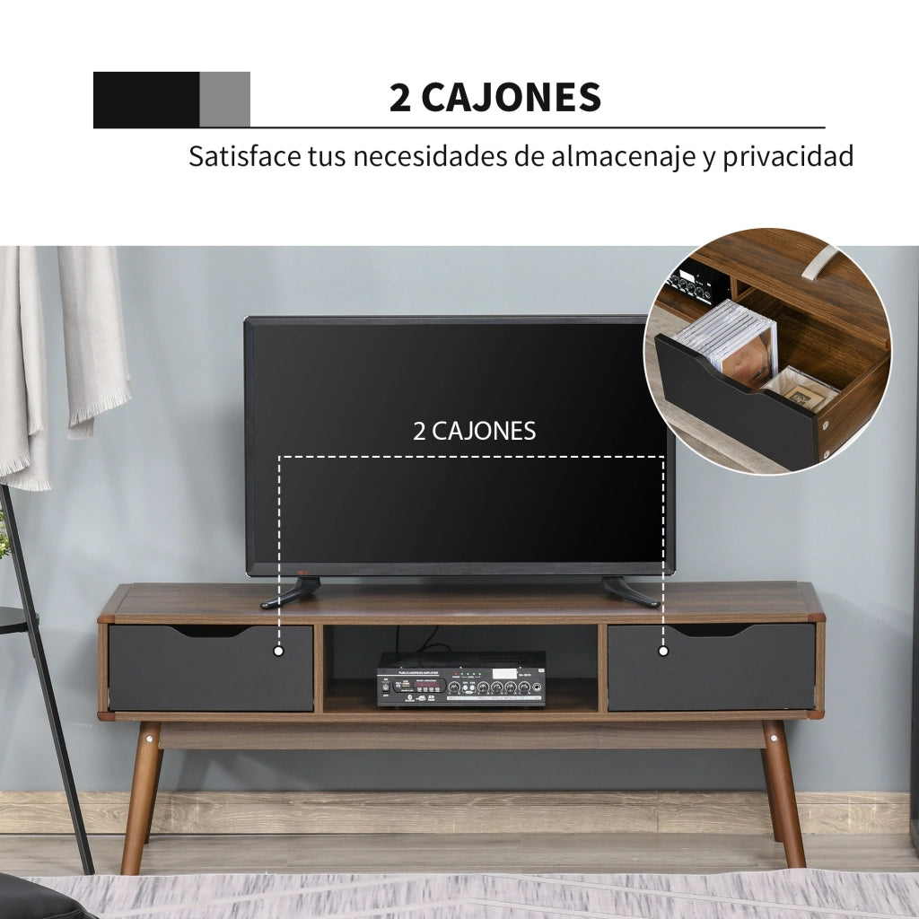 Mobile TV Moderno con 2 Cassetti e Compartimento Aperto ¨C zephmum ¨C Marrone 122x39x46 cm