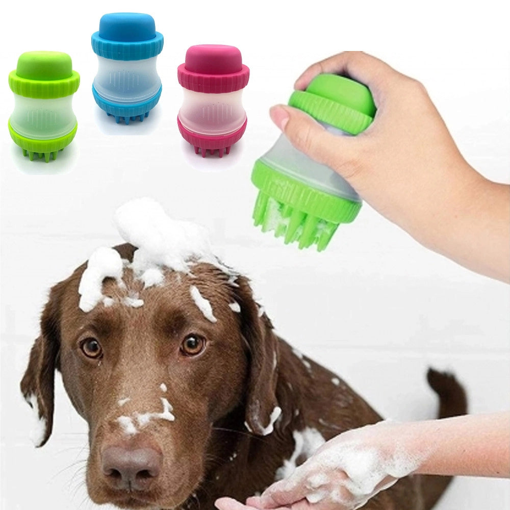 Trade Shop - Dispenser Shampoo Cani Spazzola Massaggianate Per Animali Domestici In Silicone -