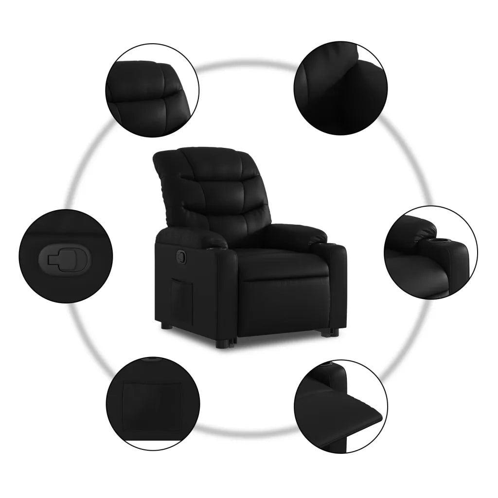 Poltrona Alzapersona Reclinabile Nera in Similpelle 3206599