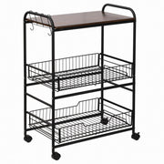 CARRELLO DA CUCINA PORTAVIVANDE INDUSTRIAL 60X38X85.5CM MARRONE E NERO