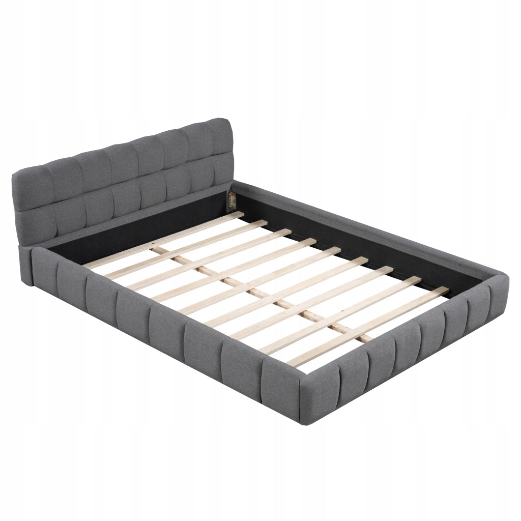 Letto imbottito 140x190 - Xylo - Grigio con schienale