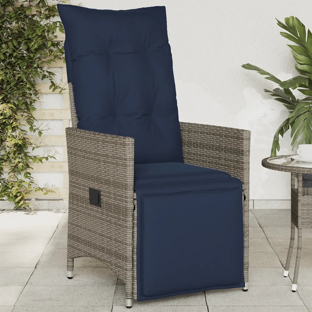 Sedia da Giardino | Sedie da Esterno reclinabile con cuscini grigia in polyrattan