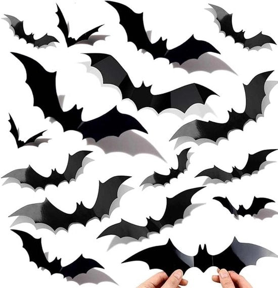 Set di adesivi 3D di pipistrelli da 60 pezzi per decorazione di Halloween - 4 misure.