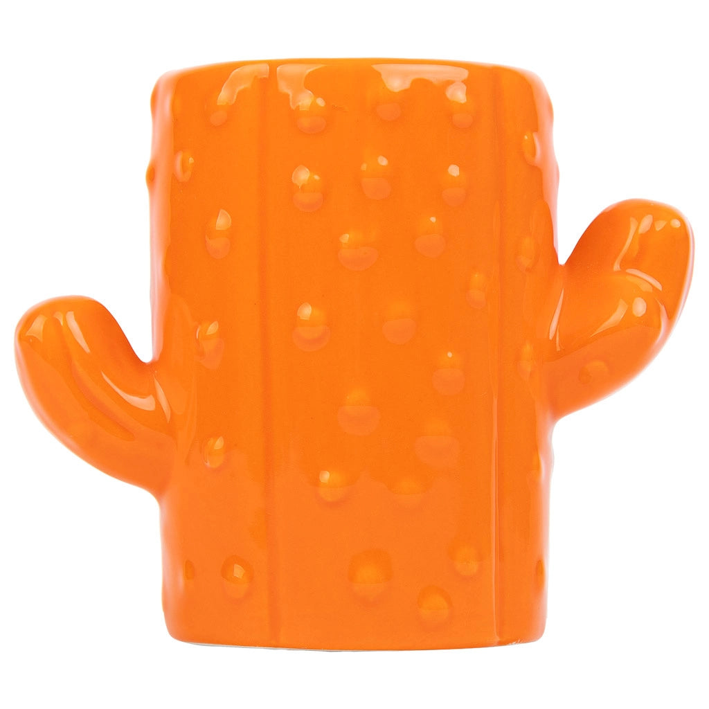 Portapenne cactus in ceramica arancione 13,5x7,8x11h