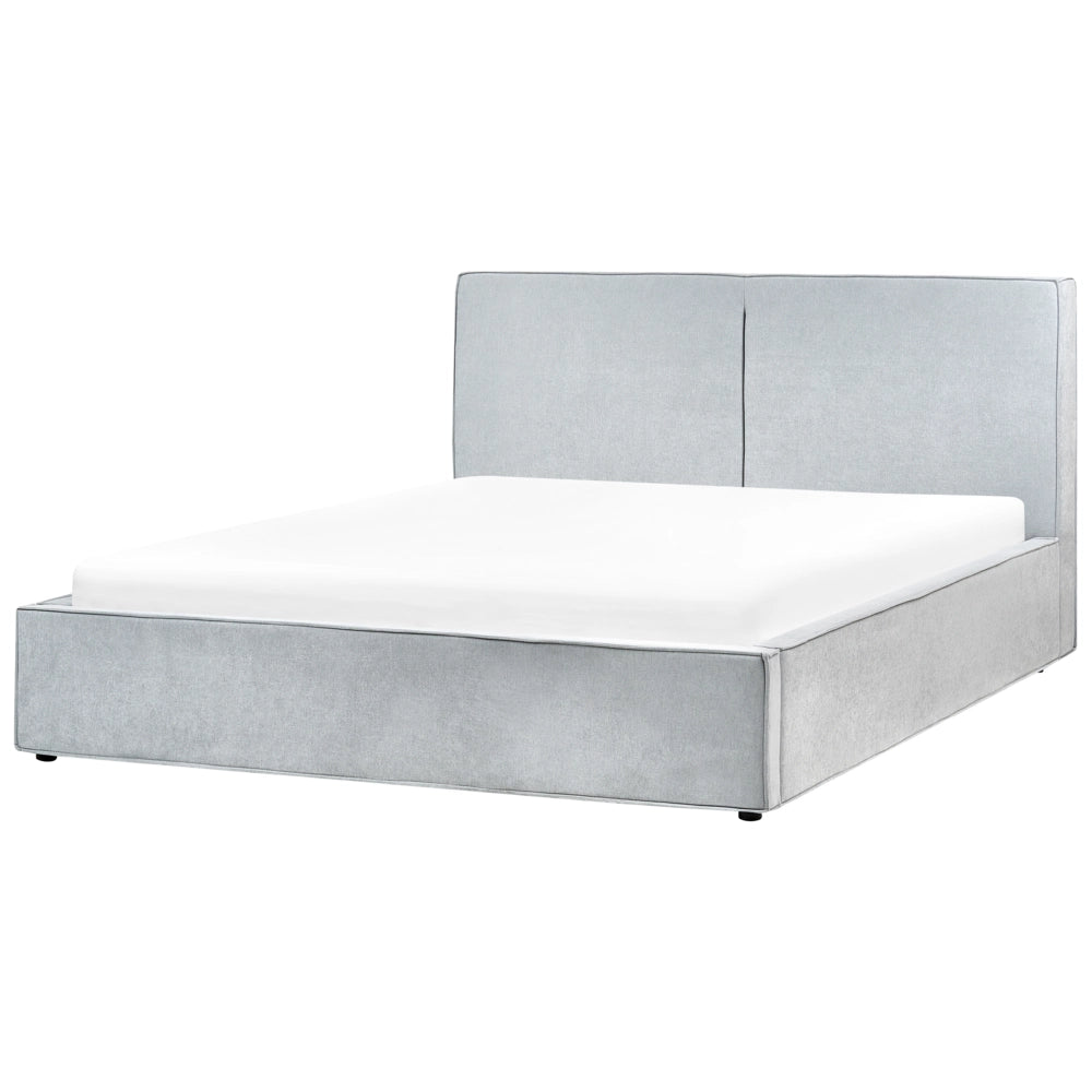 Letto matrimoniale a doghe con contenitore rete a doghe in ciniglia  beige 180 x 200 cm camera da letto moderna