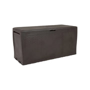 Cassapanca outdoor Kingston, Baule da giardino, Contenitore da esterno, Panchina contenitore da esterno, 116x45 h57 cm, Marrone