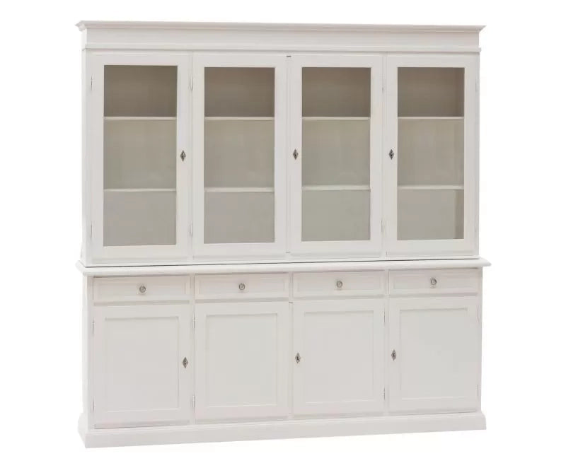 Cristalliera classica 4 porte in legno shabby bianco 205x42x205 (1379) - Mobili 2G