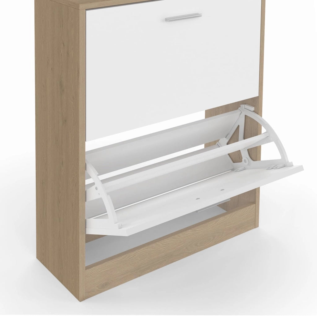 Scarpiera KLARK a 2 ante con effetto legno e bianco