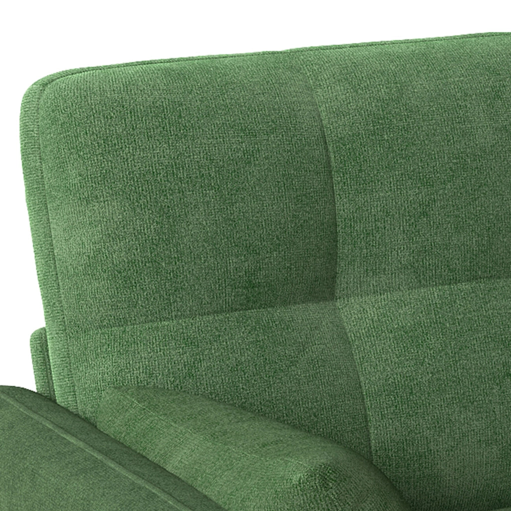 Divano a 2 posti in ciniglia con cuscini e tasca laterale, schienale alto e comfort per piccoli spazi, verde 119 × 78 × 85 cm