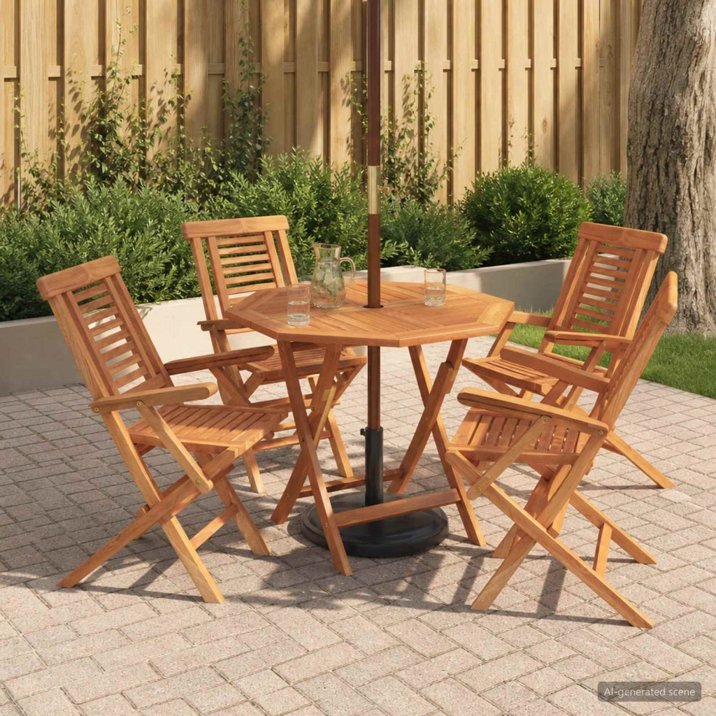 Set bistro da giardino pieghevole da 5 pezzi Naturale 3434112
