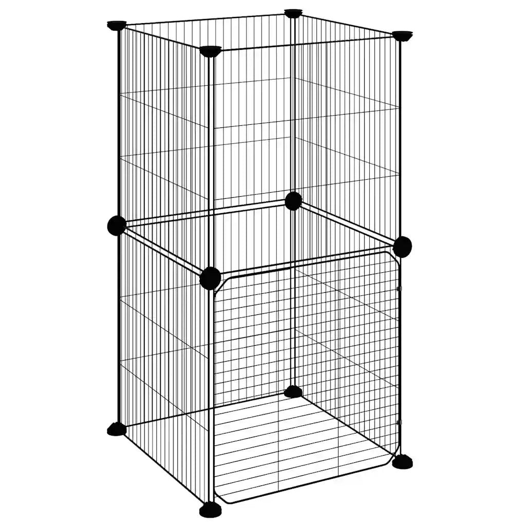 Gabbia per Animali 8 Pannelli con Porta Nero 35x35 cm Acciaio 3114035