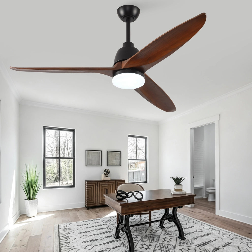 Ventilatore da soffitto Hyundai 56 pollici con illuminazione e telecomando, 3 pale legno massello, 3CCT dimmerabile, 6 velocit¨¤ silenzioso