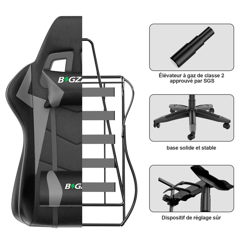 Sedia da gioco, sedia da gioco ergonomica  in similpelle PU, altezza regolabile, con poggiatesta e supporto lombare, poggiapiedi