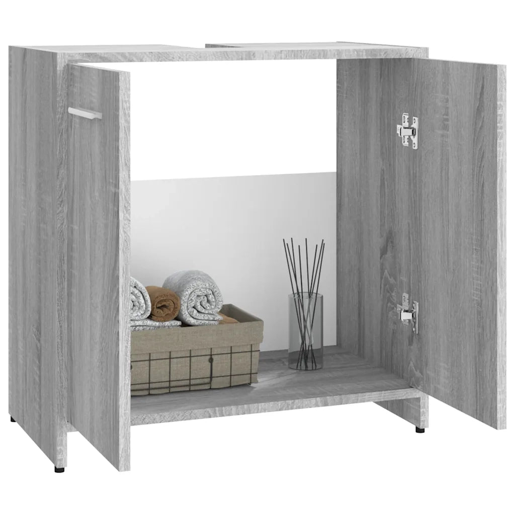 Armadietto Bagno Grigio Sonoma 60x33x60 cm in Legno Multistrato cod mxl 24851