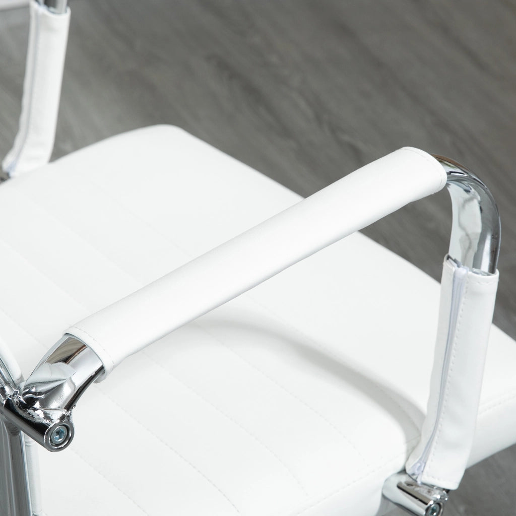 Sedia da Ufficio Ergonomica Funzione Dondolo 54x62x104-114 cm in Finta Pelle Bianco