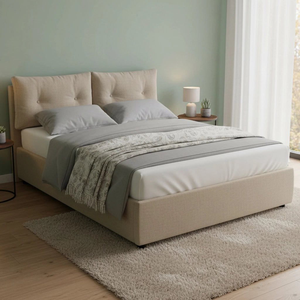 Letto Matrimoniale Hanoi, Letto Matrimoniale Materasso Incluso Made in Italy, Grigio