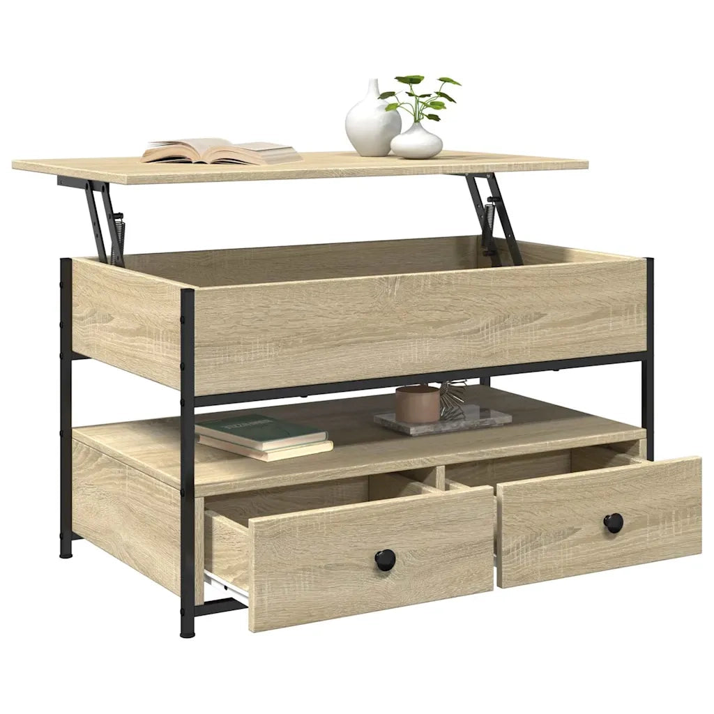 Tavolino Salotto Rovere Sonoma 85x50x50 cm Multistrato Metallo 845387