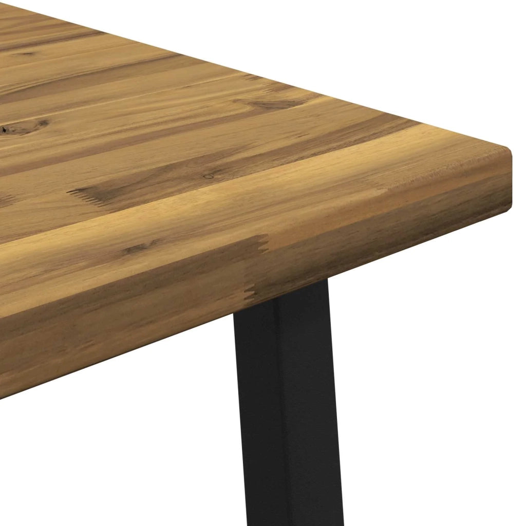 70 x 70 x 75 cm Legno di Acacia Massello Bianco e Nero Quadrato 937591
