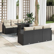 Set Divano da Giardino con cuscino 7 pcs Nero Poly Rattan 3348383