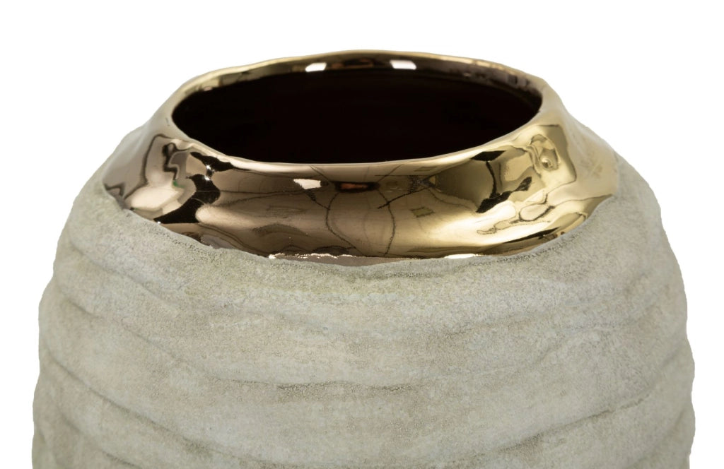 Vaso Lima Ø14x30 cm in Ceramica Grigio e Oro