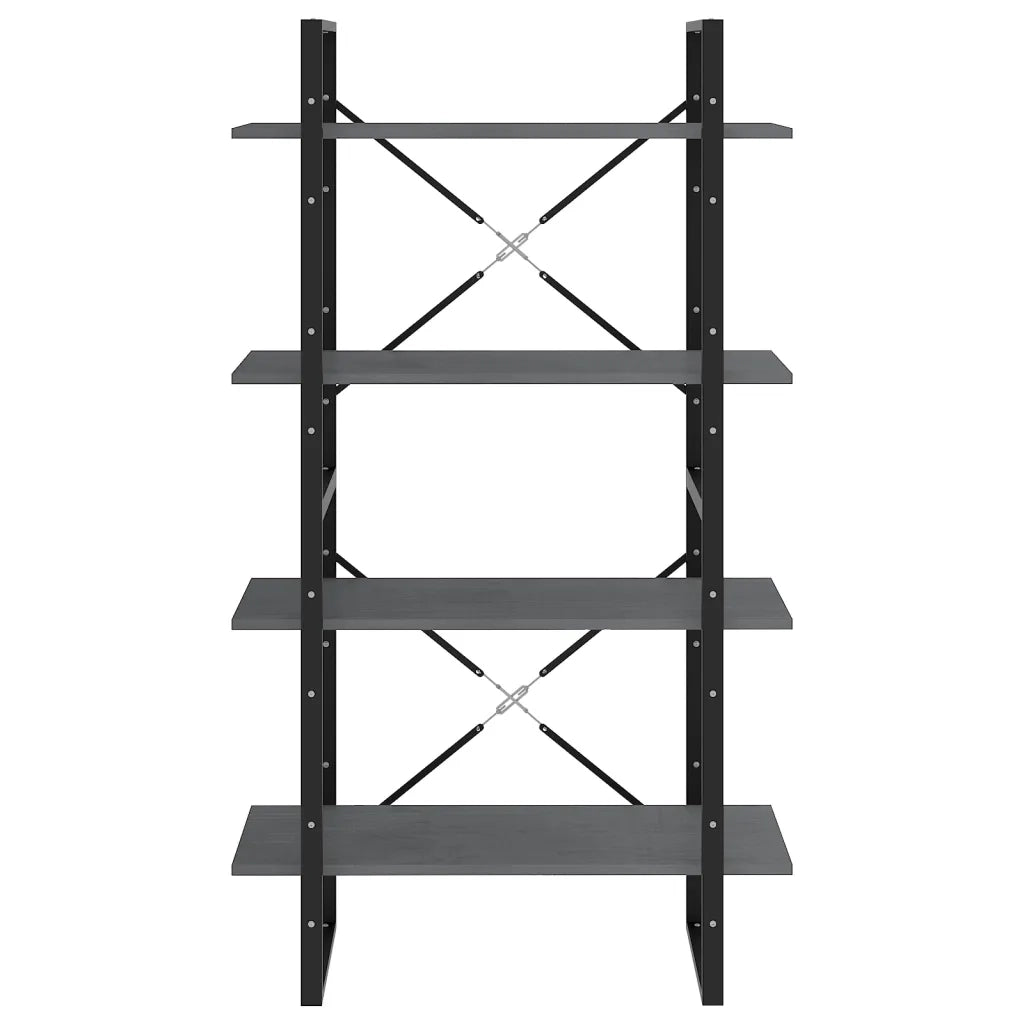 Libreria a 4 Ripiani Grigia 80x30x140 cm in Massello di Pino 806464