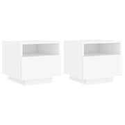 Comodini con Luci LED 2 pz-Set di 2 Tavolino da notte Bianchi 40x39x37 cm