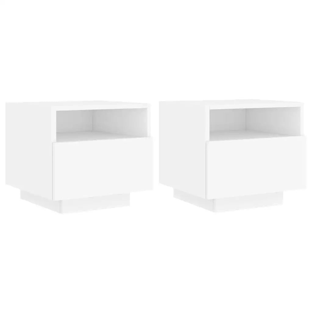 Comodini con Luci LED 2 pz-Set di 2 Tavolino da notte Bianchi 40x39x37 cm