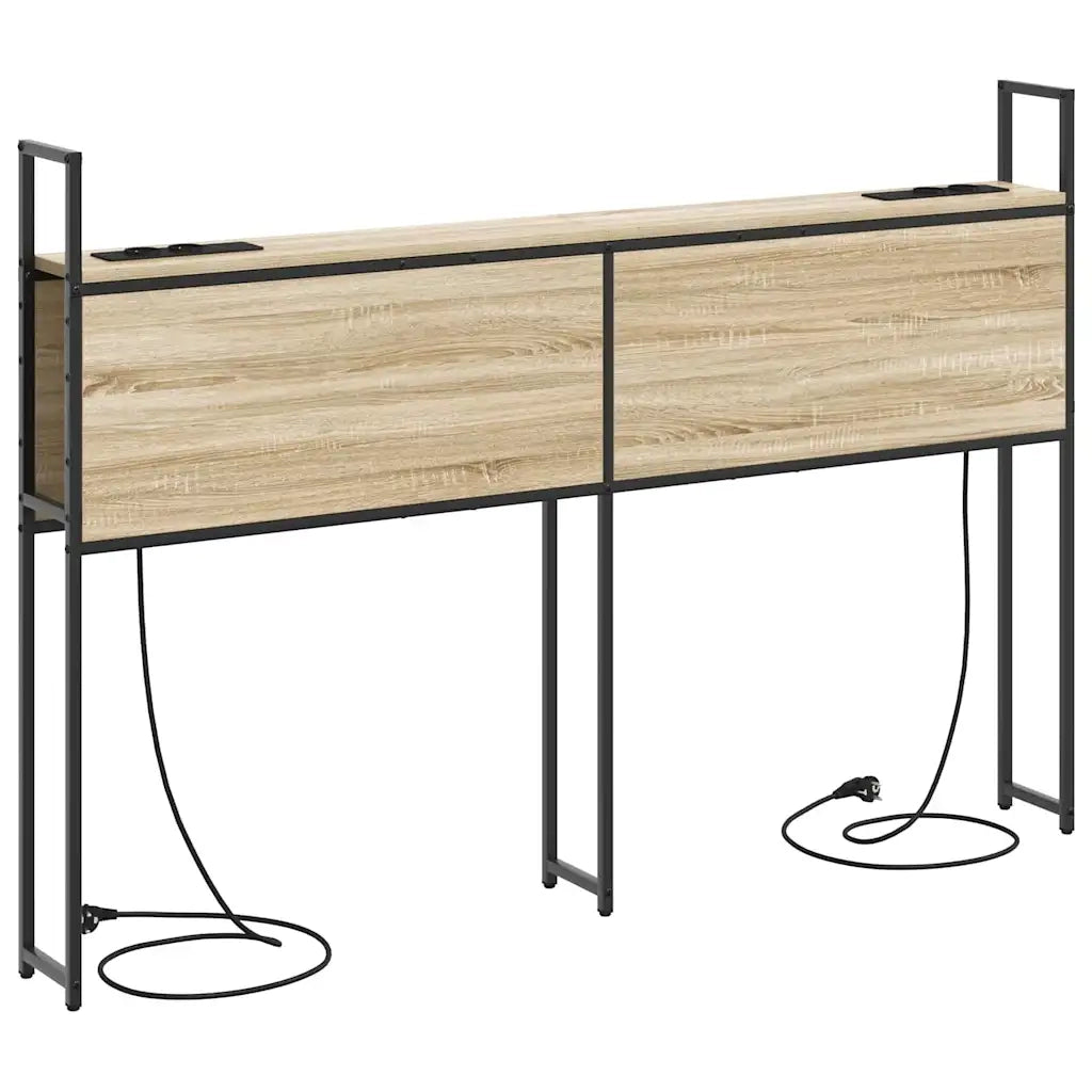 Testiera con Stazione di Carica e Storage-Testiera Multifunzionale-Testata rovere sonoma 150 cm