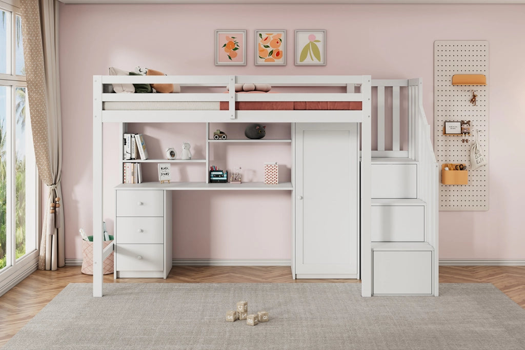 letto a castello in legno massello bianco 94 x 204 cm