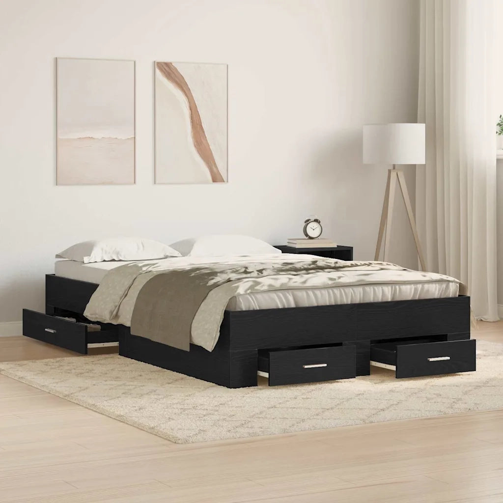 Struttura del letto con cassetto Rovere Nero 120 x 190 cm 3333980