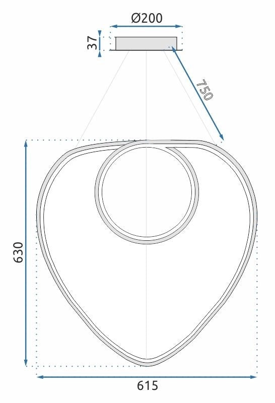 Lampada Da Soffitto Pensile Ring Moderno Led+telecomando App798-cp Chrome