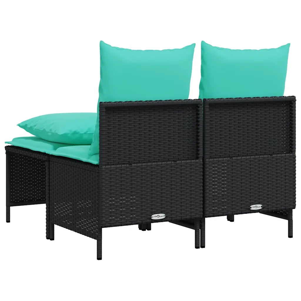 Set Divani da Giardino 4 pz con Cuscini Nero in Polyrattan 368388