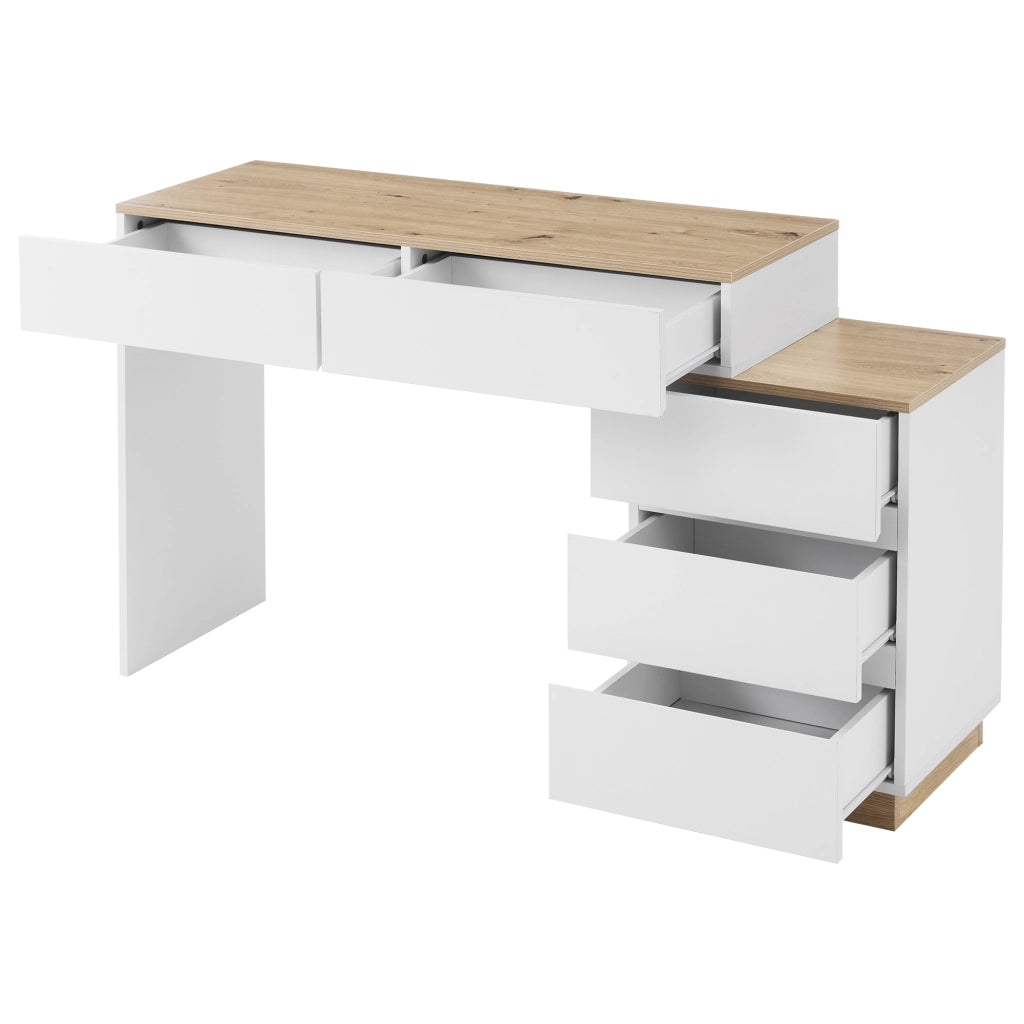 Scrivania con 5 Cassetti per Camera ¨C Xylo ¨C Bianco e Rovere