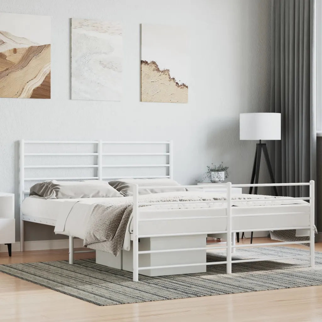 Giroletto con Testiera e Pediera-Struttura Letto Metallo Bianco 160x200 cm 313446