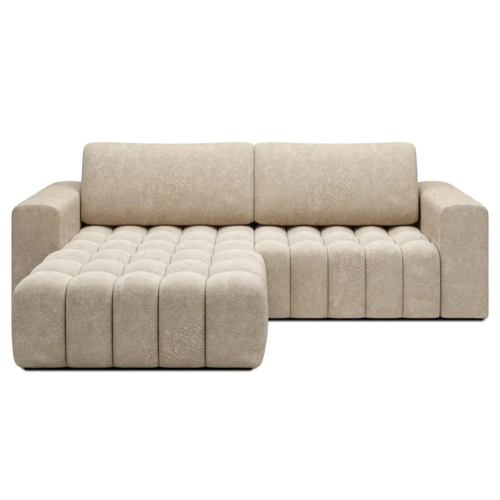 Divano angolare convertibile DORY beige 250 cm con contenitore angolo sinistro