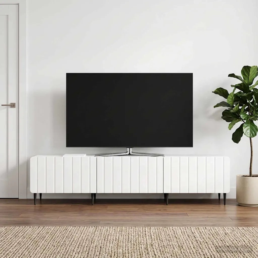 Mobile TV Bianco Lucido 147 x 34,5 x 32 cm Legno ingegnerizzato 894479