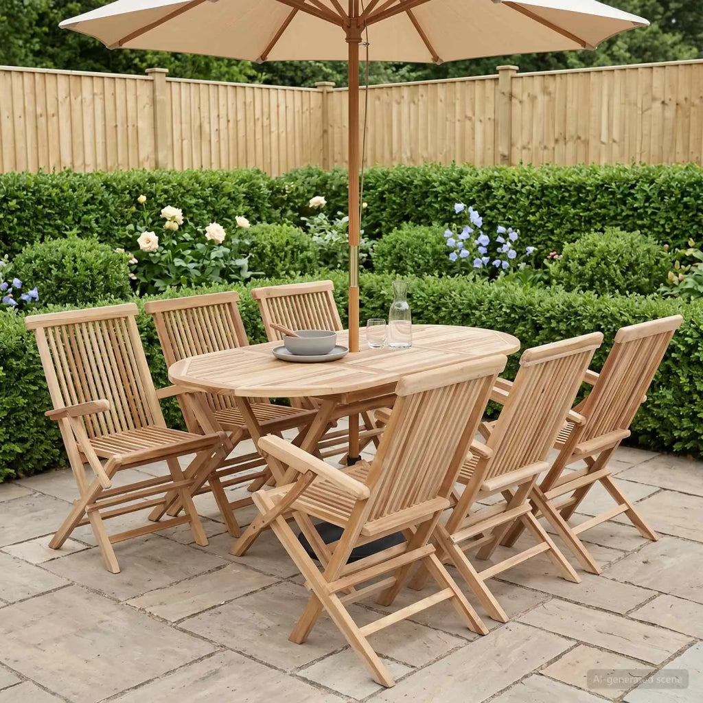 Set di Mobili da Giardino 7 pz Naturale Legno di teak solido 3418864