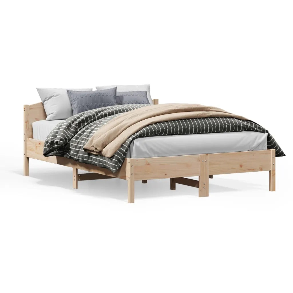 Letto matrimoniale | Letto per adulti | Letto senza Materasso 140x200 cm in Legno Massello di Pino