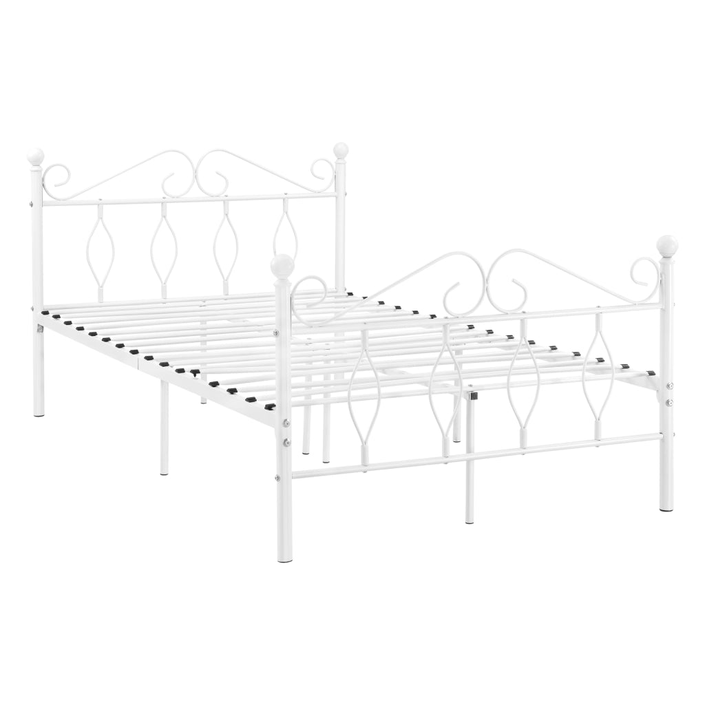 Struttura Letto in Metallo con Testiera e Pediera in Stile Romantico/Classico 120 x 200 cm Letto 1 Piazza e Mezza - Bianco