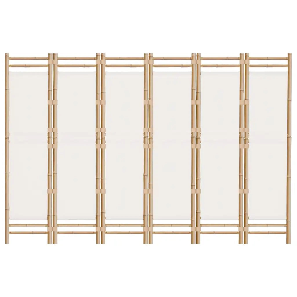Divisorio Ambienti 6 Pannelli Pieghevole 240 cm Bambù e Tela 350626