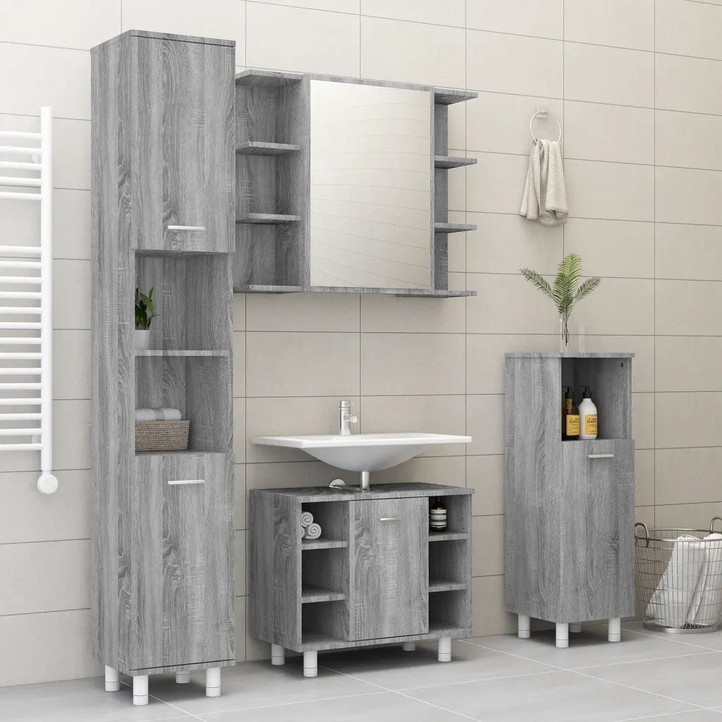Mobile da Bagno | Armadio da bagno Grigio Sonoma 80x20,5x64cm in Legno Multistrato